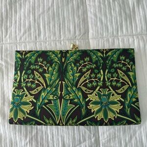 Banana Republic Green and Brown Botanical Clutch
